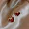 Velvet Wine Red Heart Earrings Elegant Heart Shaped Earrings For Women 6