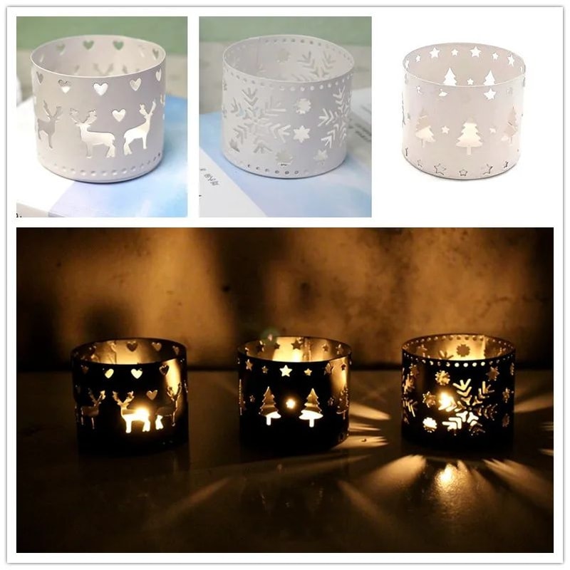 Vintage Snowflake Deer Candle Holder Elegant Christmas Candle Holder For Festive Table Decor 4