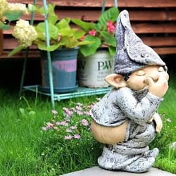 cheeky resin garden gnome statue – playful garden gnome statue for lawn & patio decor