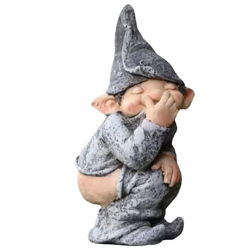 Cheeky Resin Garden Gnome Statue Playful Garden Gnome Statue For Lawn Patio Decor 6