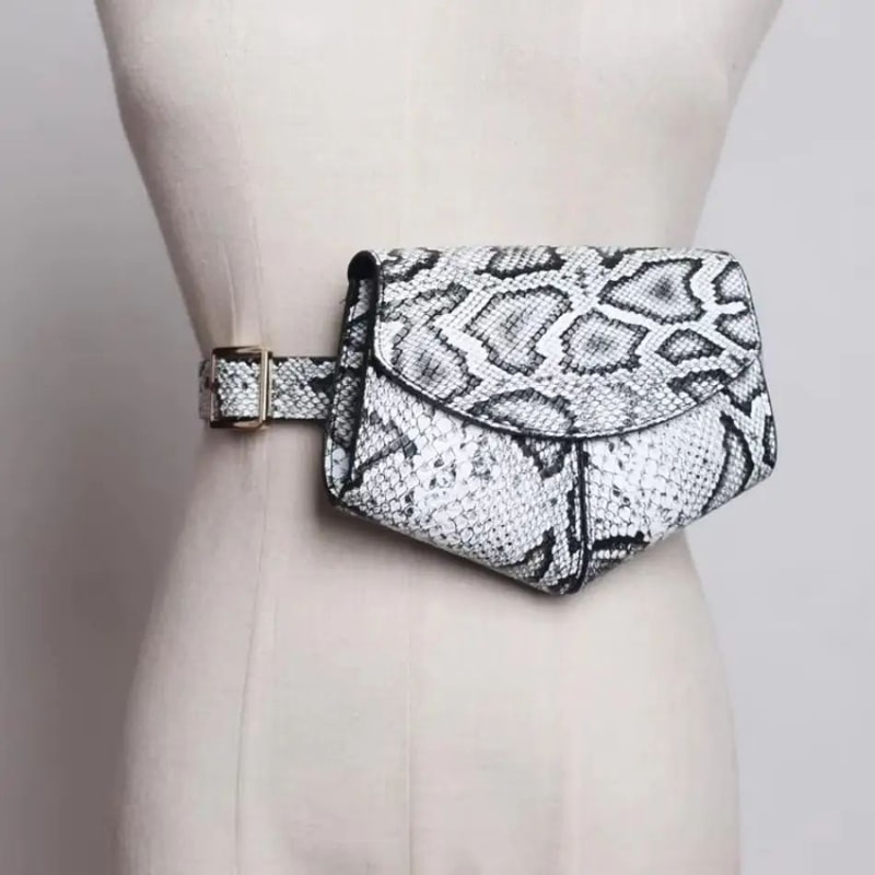 Chic Snakeskin Waist Saddle Bag Trendy Women Waist Bag With Belt Design 2