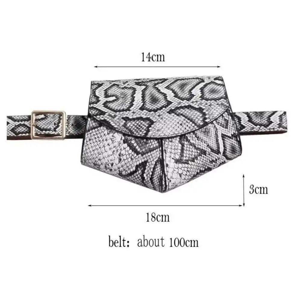 Chic Snakeskin Waist Saddle Bag Trendy Women Waist Bag With Belt Design 3