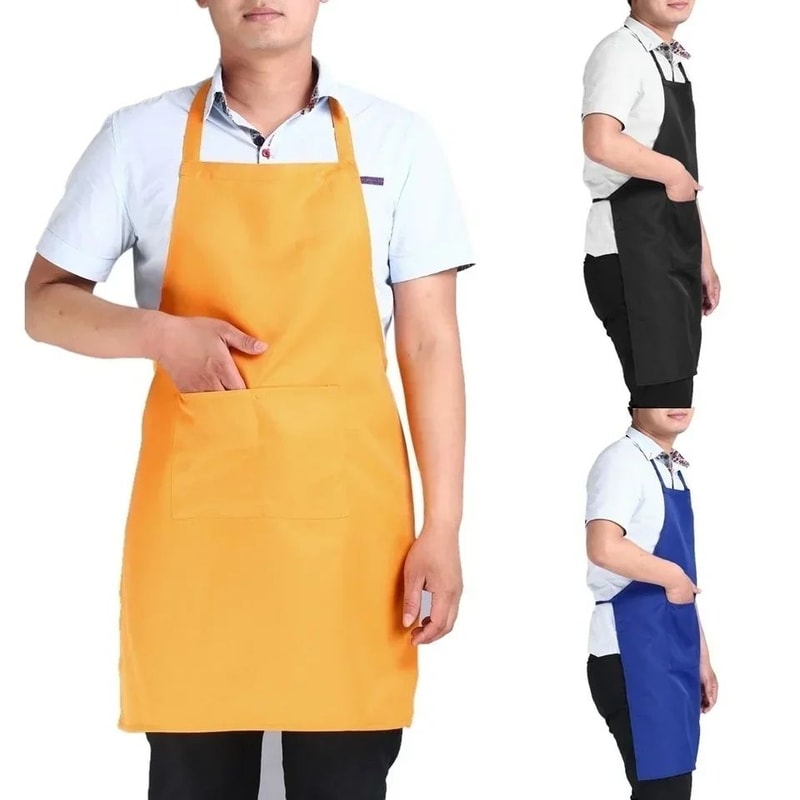 ProComfort Waterproof Kitchen Apron With Pockets Thick Cotton Blend Cooking Apron For Home Restau 0