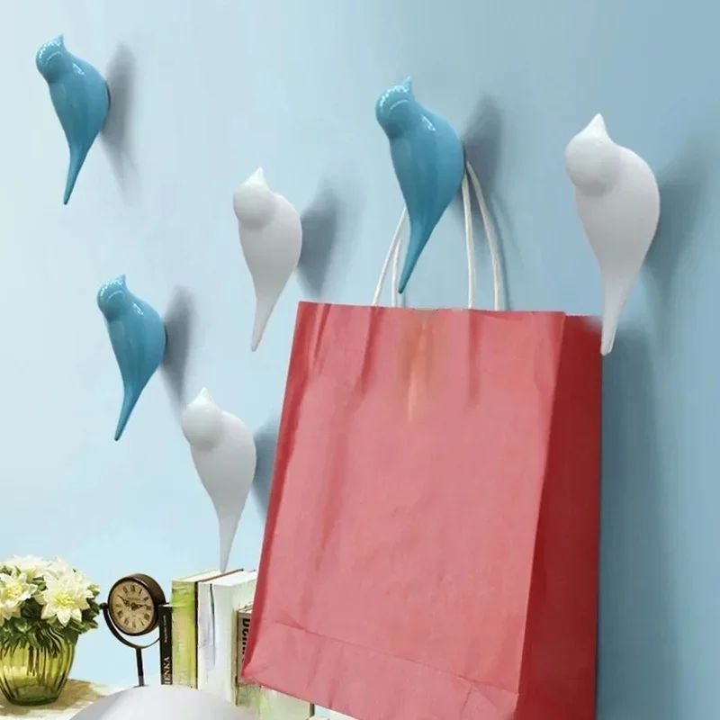 PerchCharm Decorative Bird Wall Hook 3D Resin Animal Coat Hook With Wood Grain Finish 0