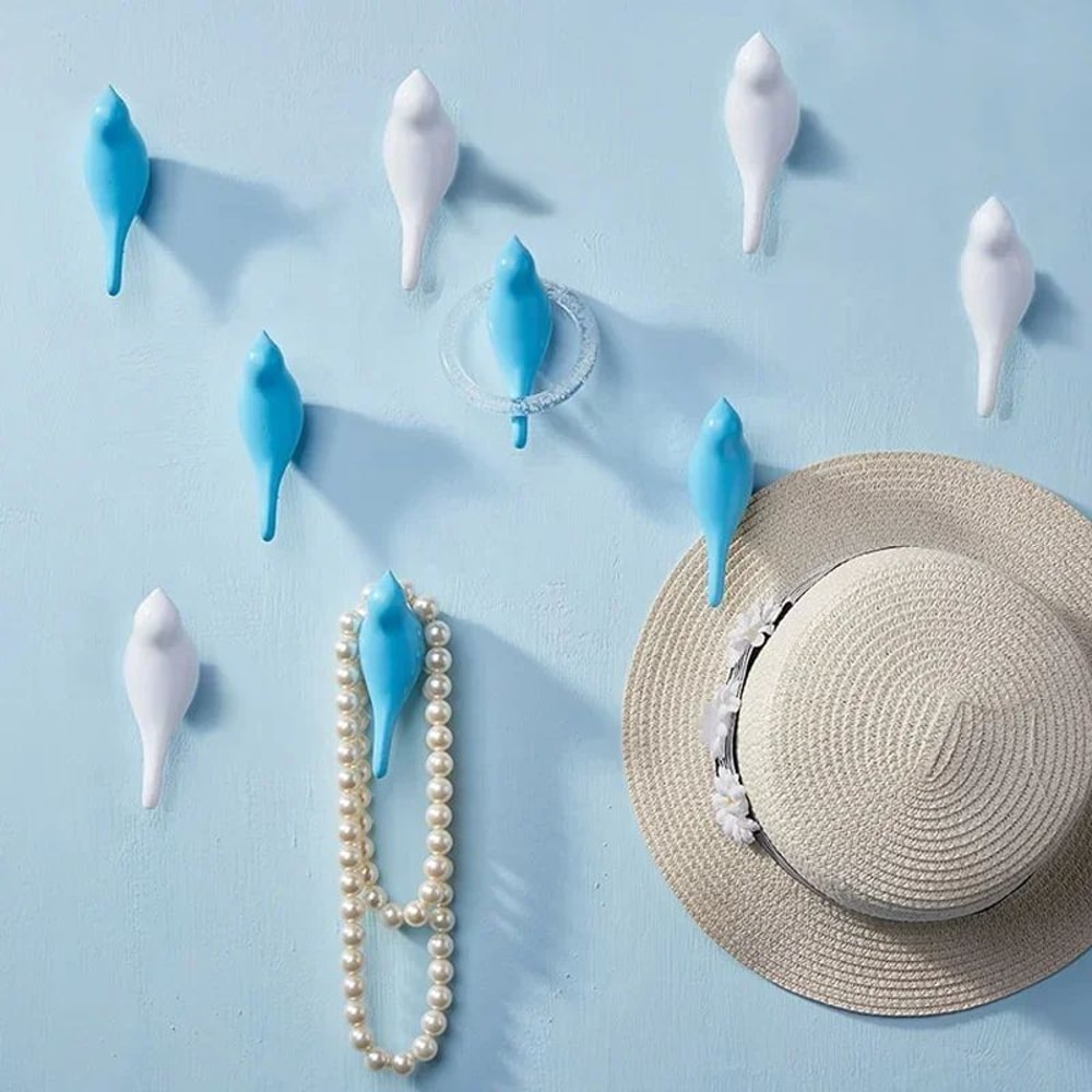 PerchCharm Decorative Bird Wall Hook 3D Resin Animal Coat Hook With Wood Grain Finish 3