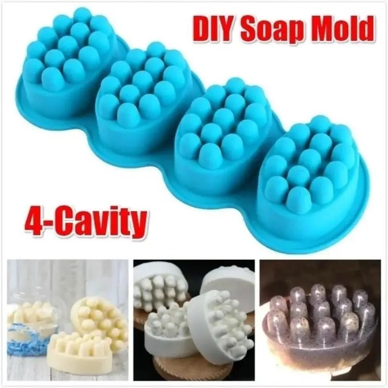 FlexForm 4Cavity Massage Soap Mold Oval Silicone Soap Mold For DIY Crafts Chocolate Resin 1