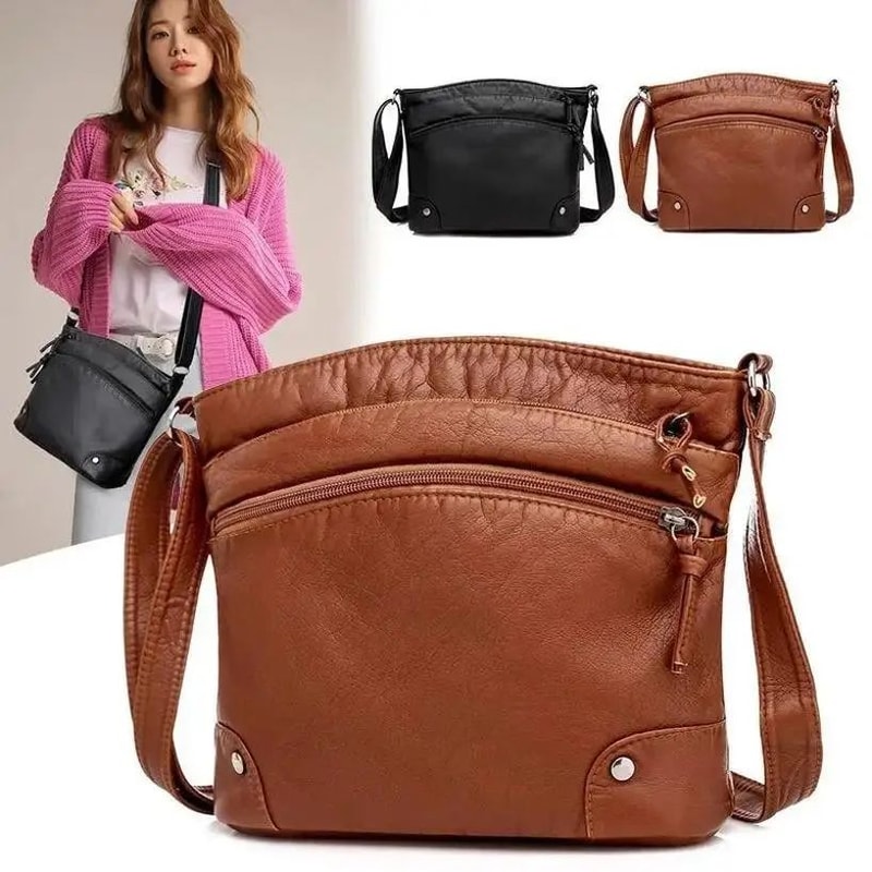 Everly Classic Women Crossbody Bag Retro Soft Leather Shoulder Bag With Large Capacity Multi Comp 0