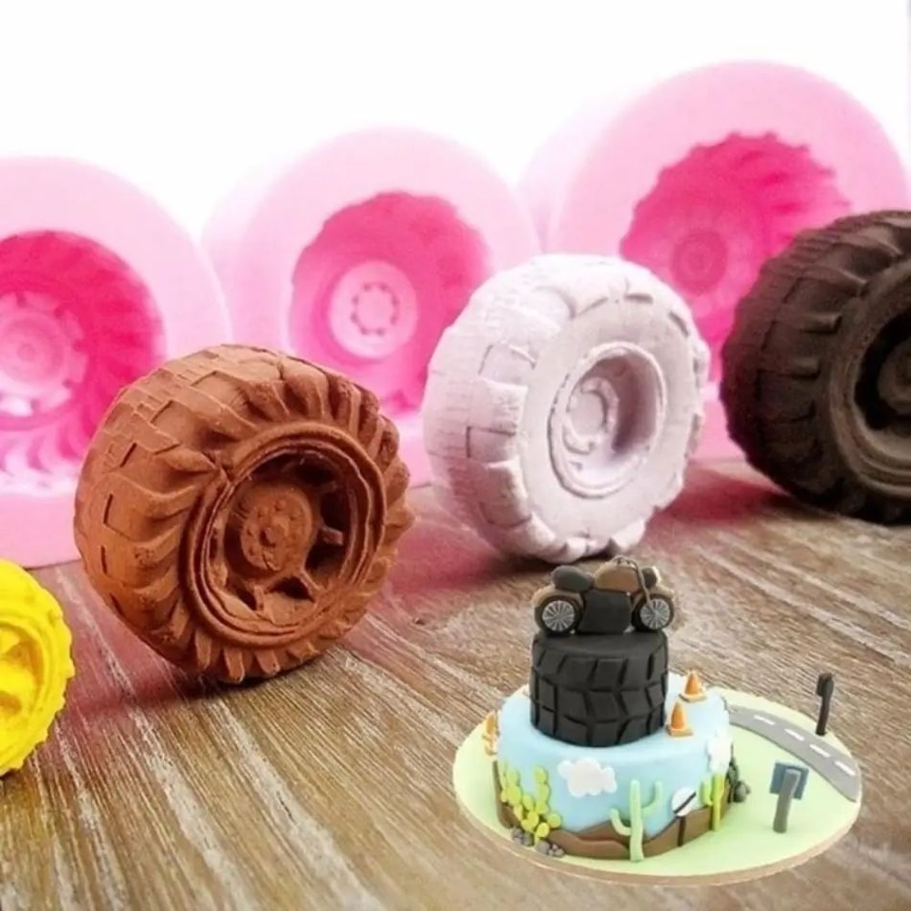 WheelCraft Silicone Tire Fondant Mold 3D Car Wheel Cake Decorating Mold For Chocolate Cookies 1