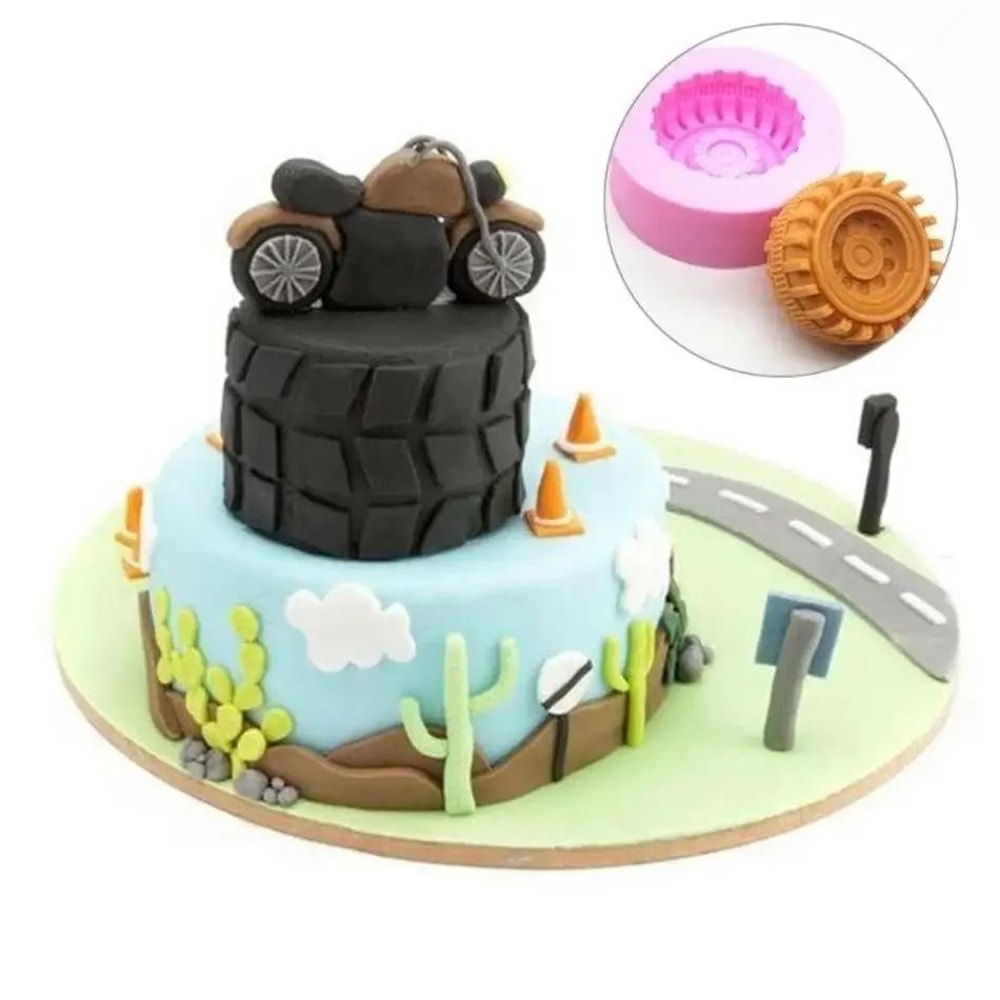 WheelCraft Silicone Tire Fondant Mold 3D Car Wheel Cake Decorating Mold For Chocolate Cookies 2