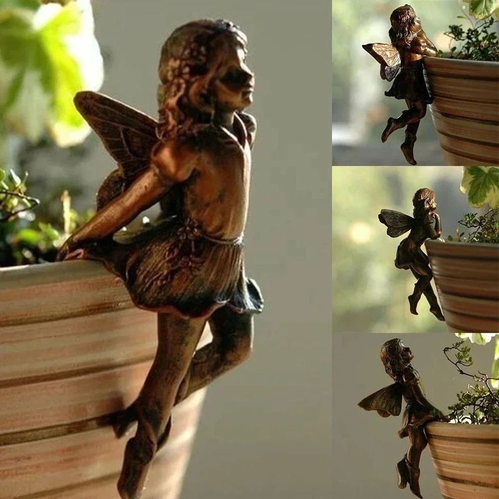 BlossomGrace Fairy Pot Huggers Angel Resin Garden Planter Decoration For Flower Pots 2