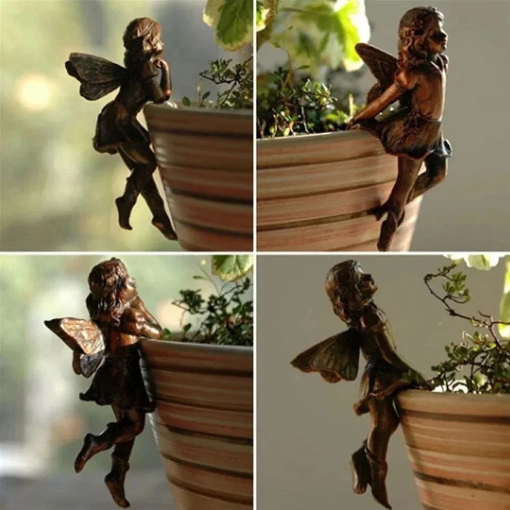 BlossomGrace Fairy Pot Huggers Angel Resin Garden Planter Decoration For Flower Pots 5
