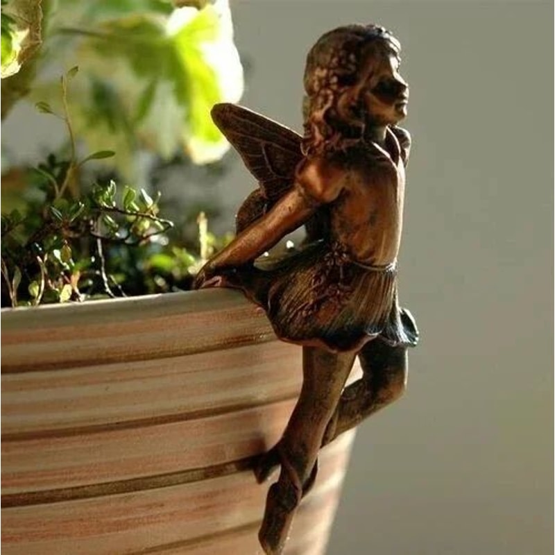 BlossomGrace Fairy Pot Huggers Angel Resin Garden Planter Decoration For Flower Pots 9