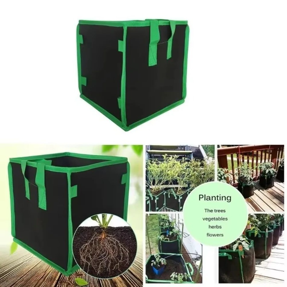 GrowCube Square Fabric Grow Bag Thick NonWoven Planting Bag With Handles For Indoor Outdoor Garde 2