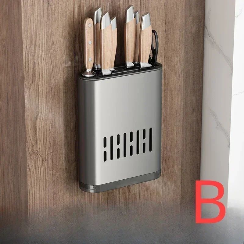 DryNest Wall Mounted Chopstick Holder With Drain Tray Space Aluminum Utensil Storage Rack 7