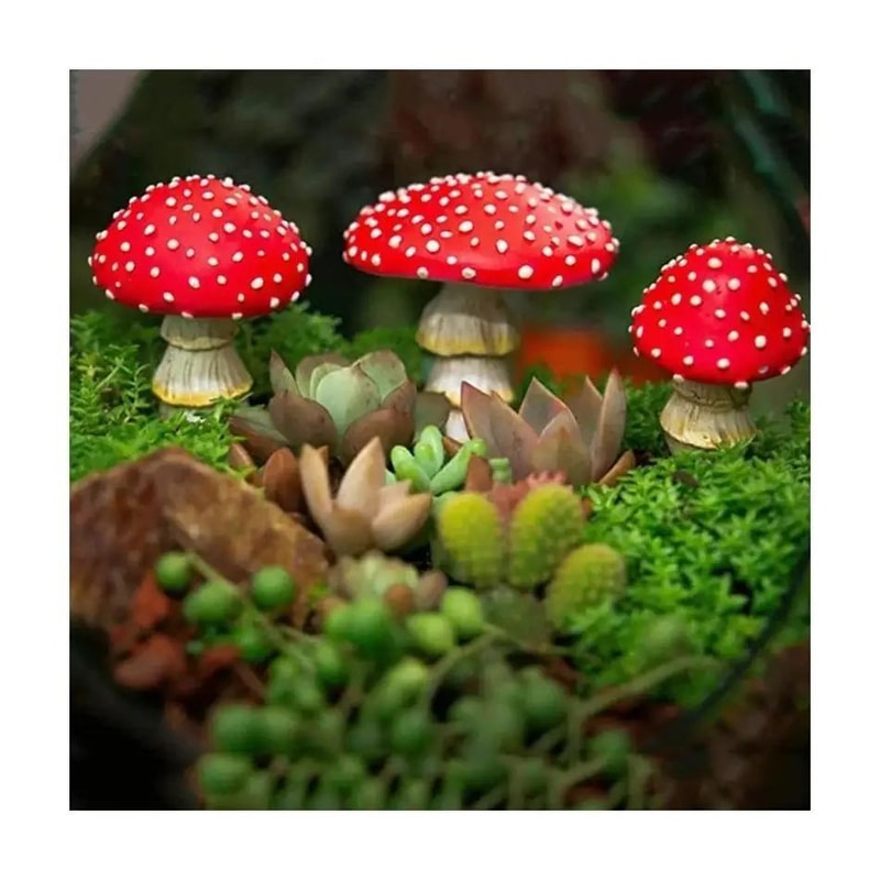 GlowShroom 3Piece Mini Mushroom Garden Decor GlowintheDark Fairy Garden Miniatures 1