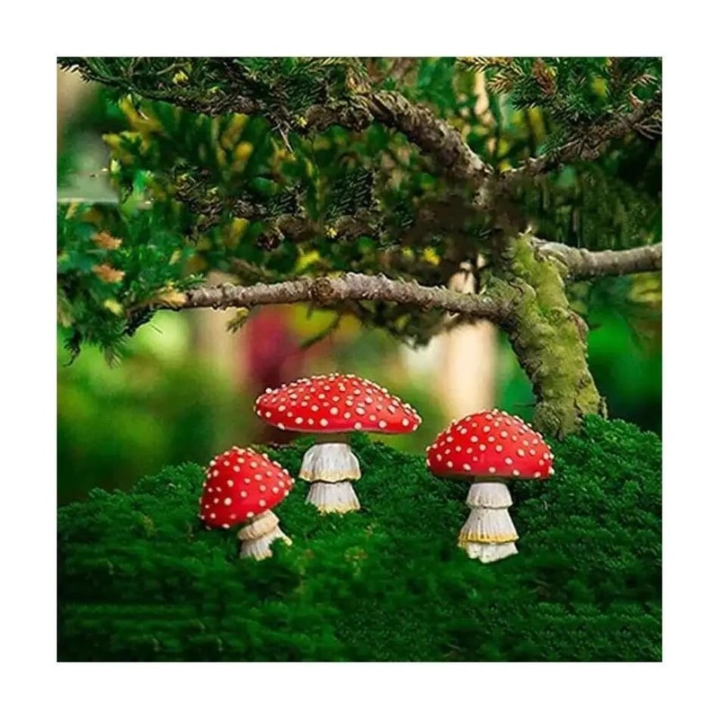 GlowShroom 3Piece Mini Mushroom Garden Decor GlowintheDark Fairy Garden Miniatures 3