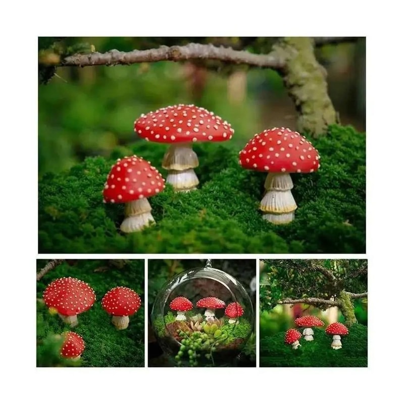 GlowShroom 3Piece Mini Mushroom Garden Decor GlowintheDark Fairy Garden Miniatures 5