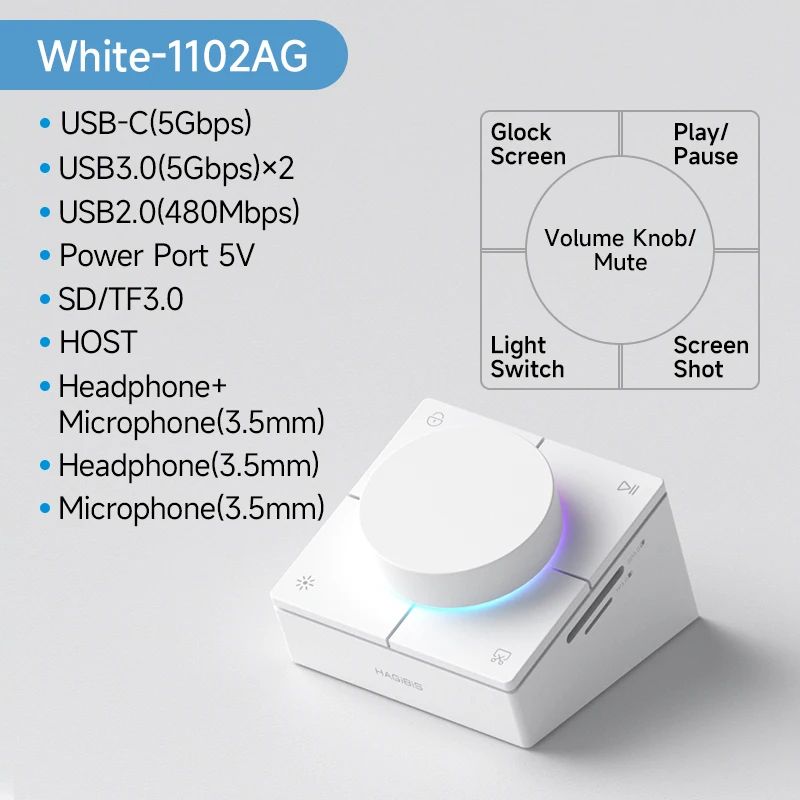 Hagibis ProControl USB C Hub With Volume Knob 25G TypeC Docking Station With Shortcut Buttons 7