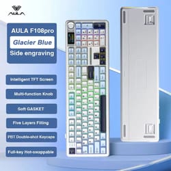aula f108 pro tri-mode wireless mechanical keyboard – rgb gaming keyboard with tft smart display & control knobs