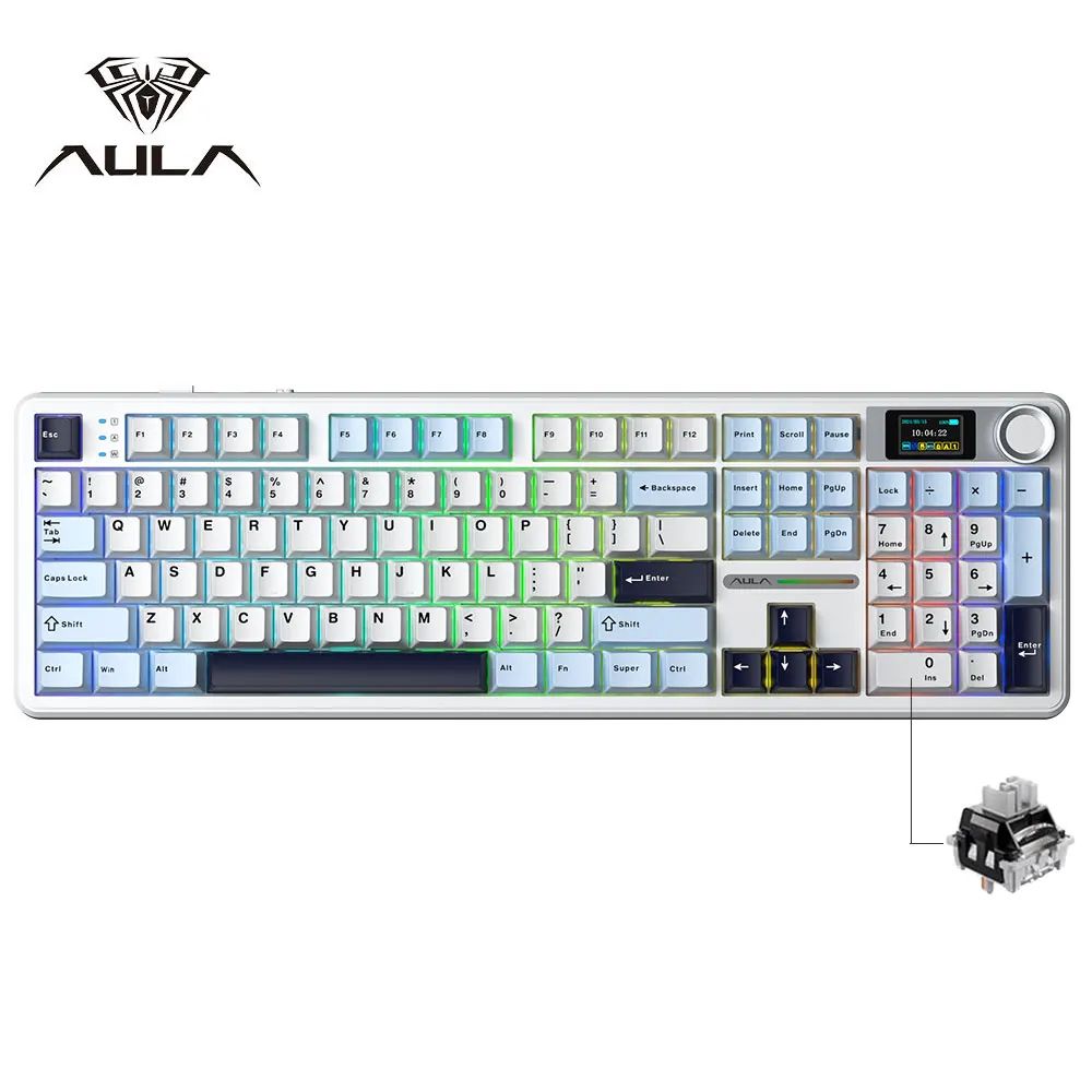 AULA F108 Pro TriMode Wireless Mechanical Keyboard RGB Gaming Keyboard With TFT Smart Display Con 4