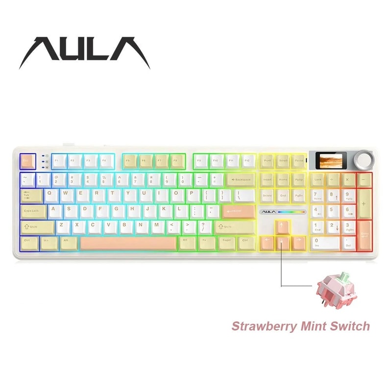 AULA F108 Pro TriMode Wireless Mechanical Keyboard RGB Gaming Keyboard With TFT Smart Display Con 9