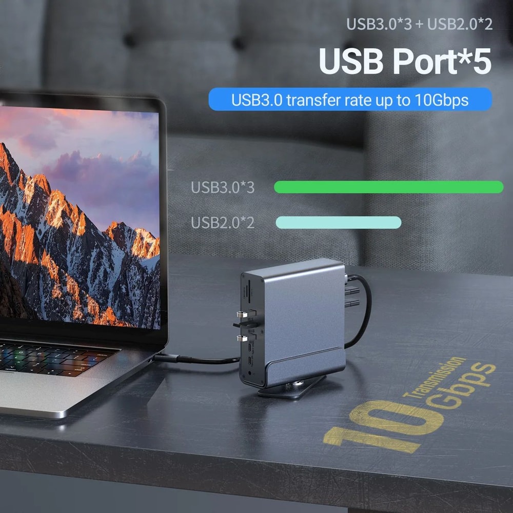 PowerLink Pro 15in1 USB C Hub Docking Station Multi Port Type C Adapter For MacBook With HDMI 100W 3