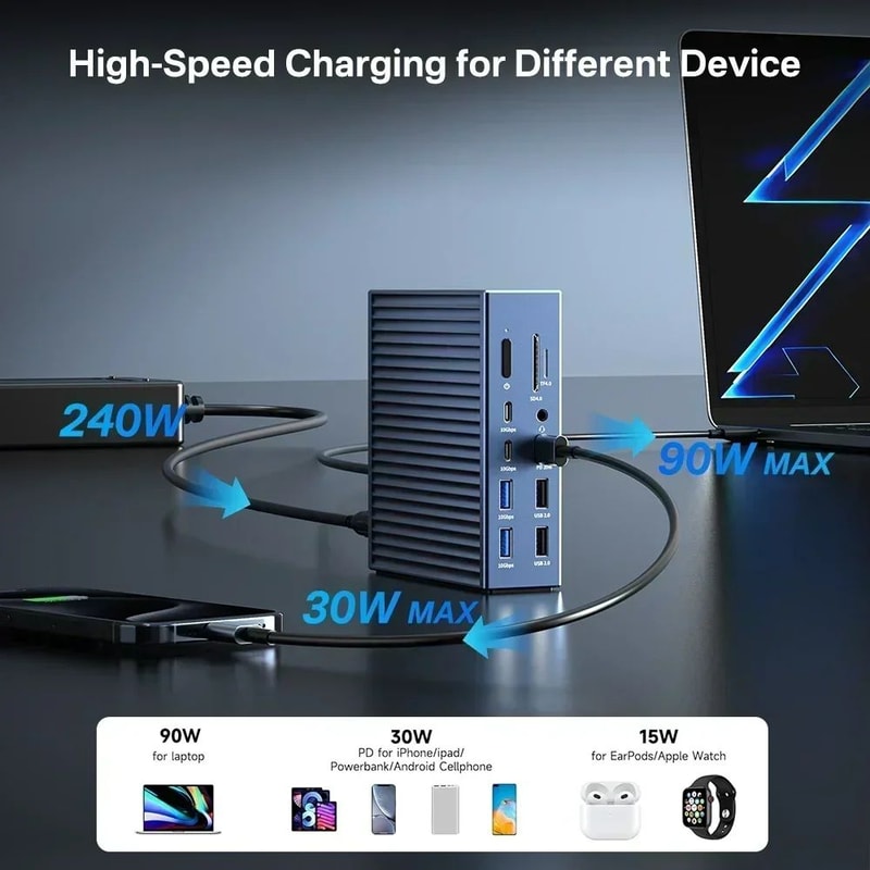 Acasis ProMax 21in1 40Gbps USBC Docking Station 8K Thunderbolt 4 Hub With 90W Power Delivery 3