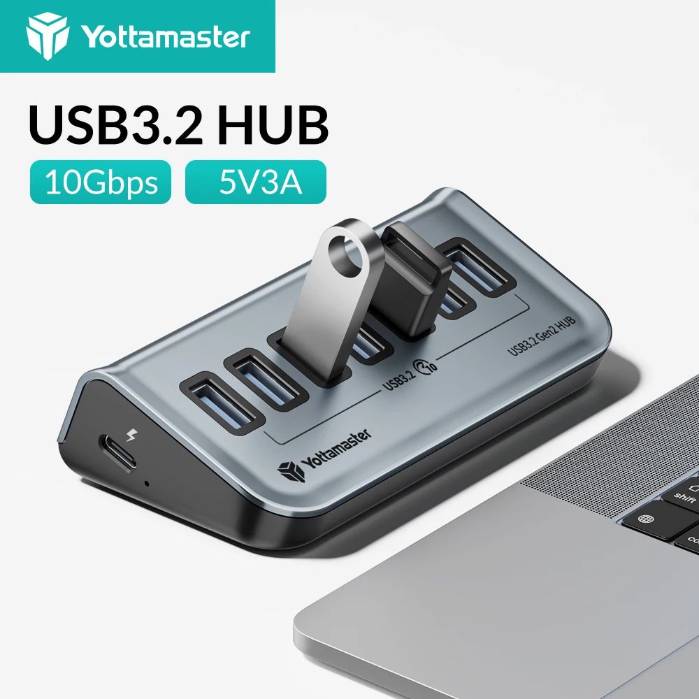 Yottamaster 7Port USBC 32 Hub Powered 10Gbps USB Data Hub With 5V3A Adapter 0