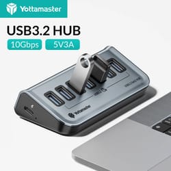 yottamaster 7-port usb-c 3.2 hub – powered 10gbps usb data hub with 5v/3a adapter