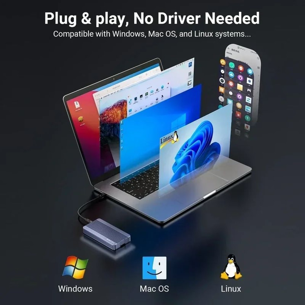 Acasis 40Gbps Thunderbolt NVMe SSD Enclosure For MacBook IPad Pro 2