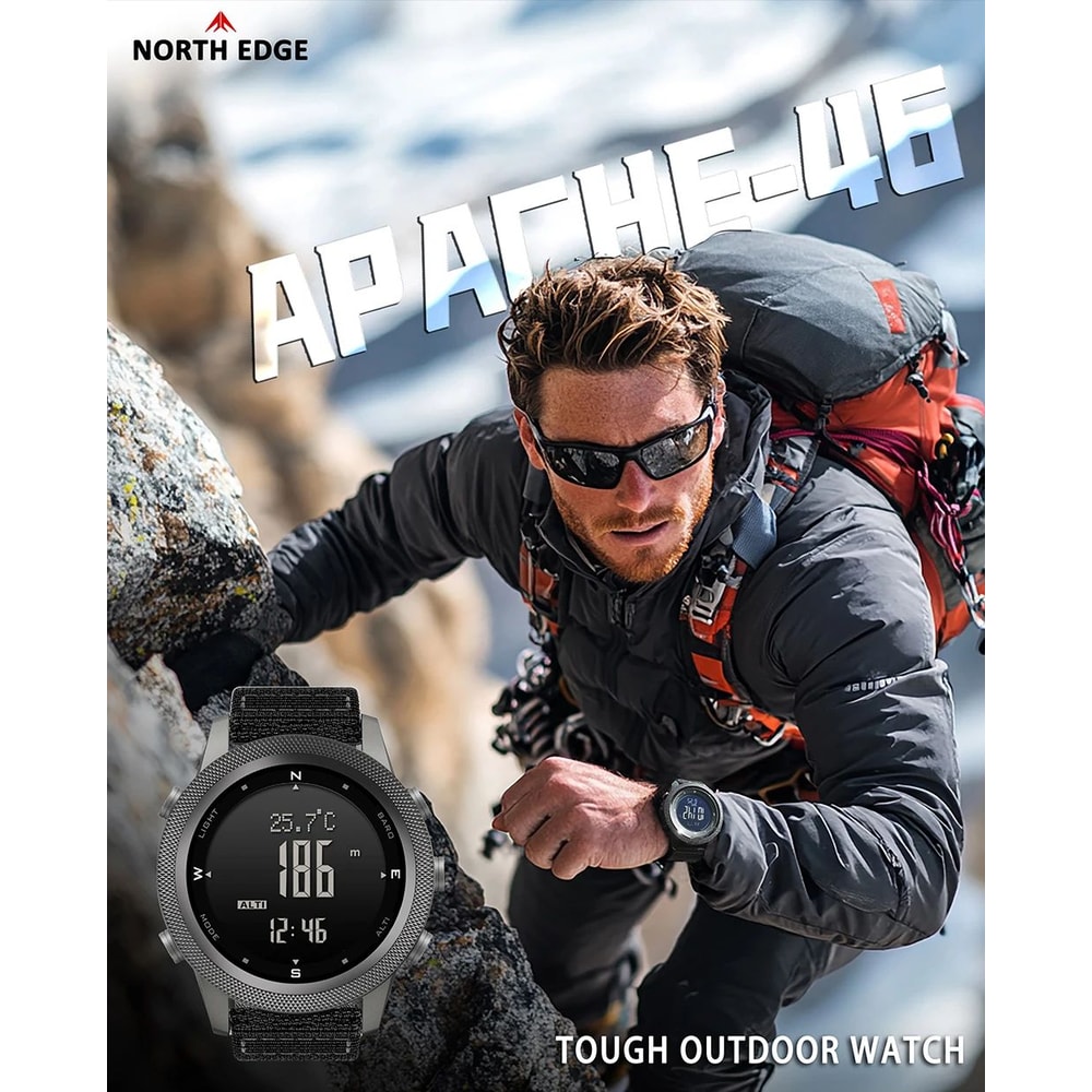 NORTH EDGE APACHE46 Outdoor Sports Watch With Altimeter Barometer Compass 0