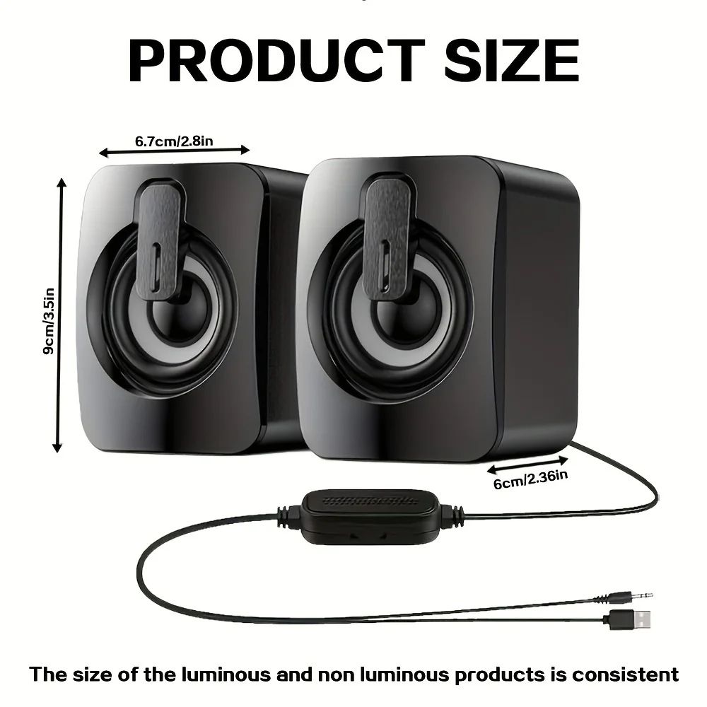 USB Wired Computer Speakers With LED Light BuiltIn Microphone 3