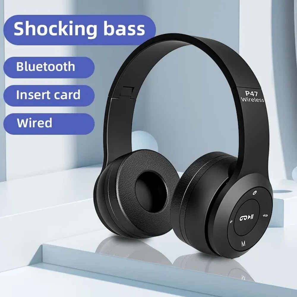 P47 Bluetooth 50 Wireless Headphones With HiFi Stereo Bass 0
