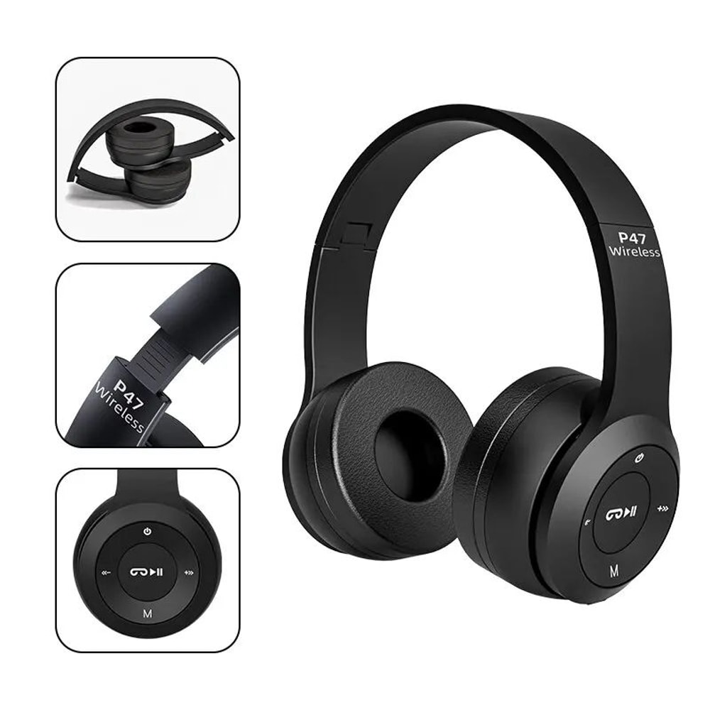 P47 Bluetooth 50 Wireless Headphones With HiFi Stereo Bass 1
