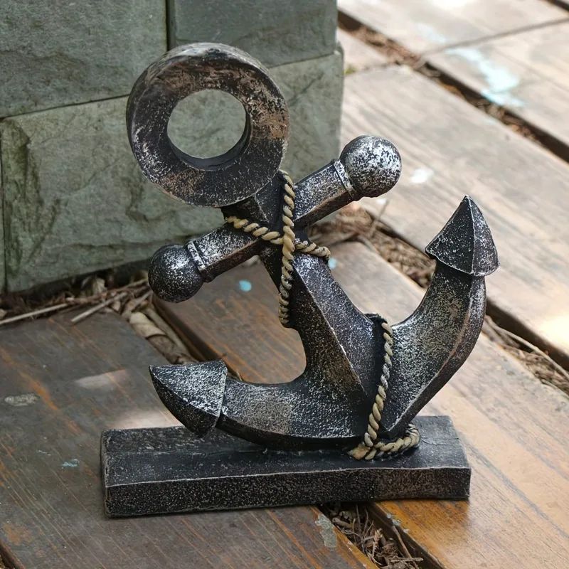 Vintage Resin Ship Anchor Decor Nautical Antique Style Tabletop Sculpture 2
