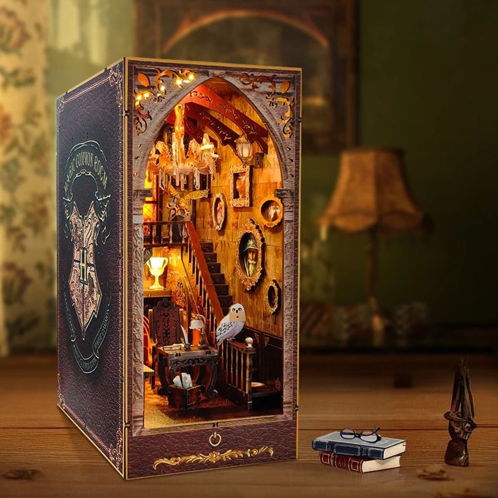 DIY Magic Academy Book Nook Kit Wooden Miniature Bookshelf Insert Decorative Bookend 3