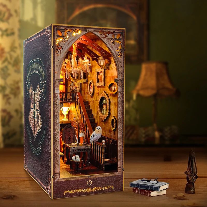 DIY Magic Academy Book Nook Kit Wooden Miniature Bookshelf Insert Decorative Bookend 3