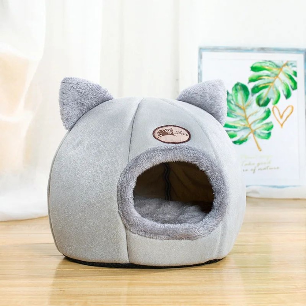Winter Cozy Cat Cave Bed Warm Enclosed Pet Tent House For Cats Small Dogs 7