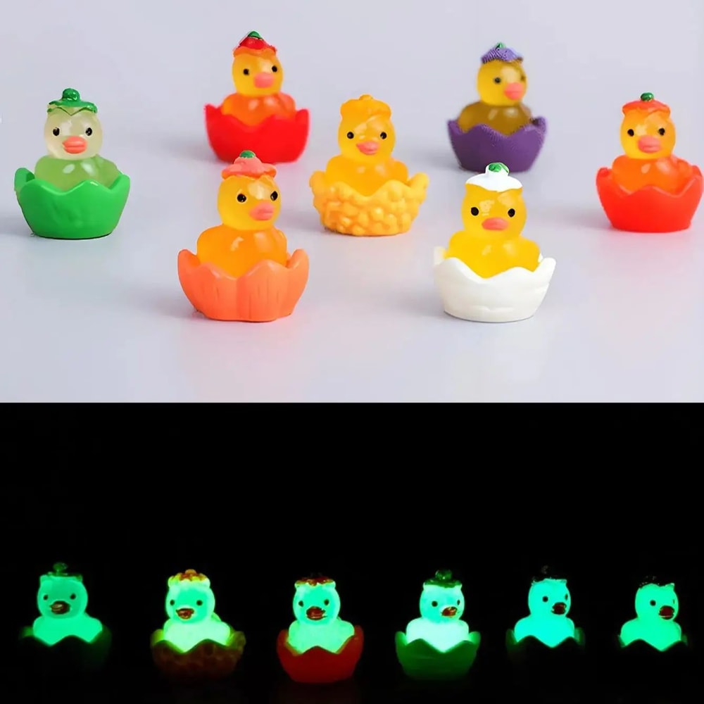 GlowintheDark Mini Duck Garden Decor Luminous Resin Animal Figurines For Fairy Gardens Potted Pla 2