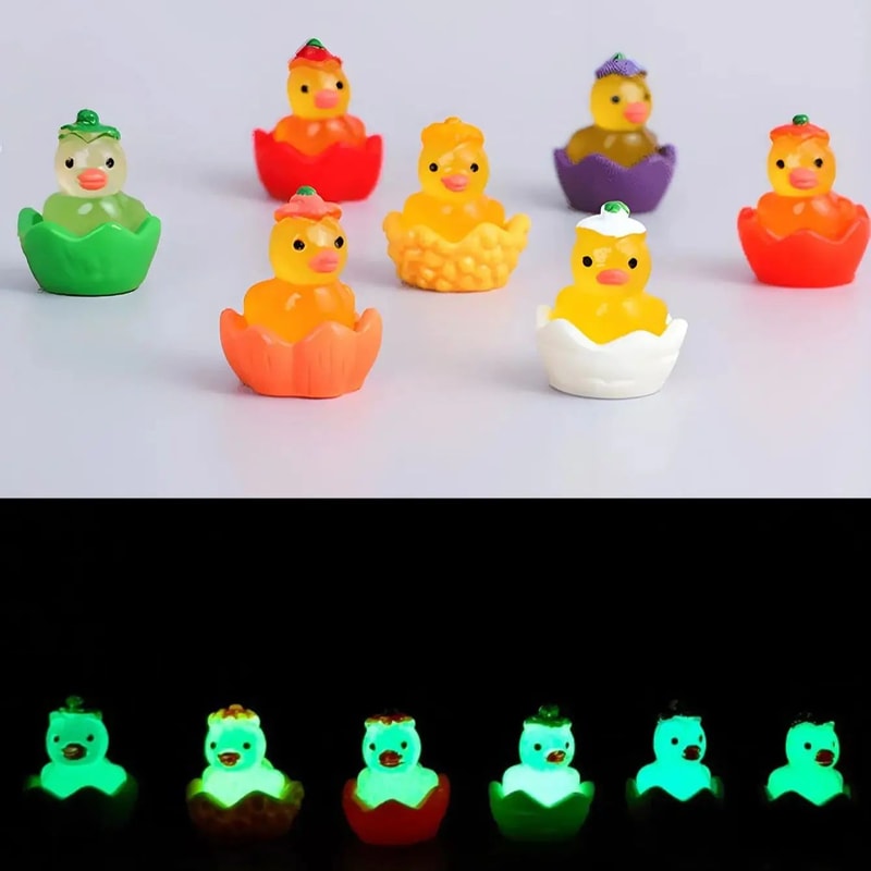 GlowintheDark Mini Duck Garden Decor Luminous Resin Animal Figurines For Fairy Gardens Potted Pla 2