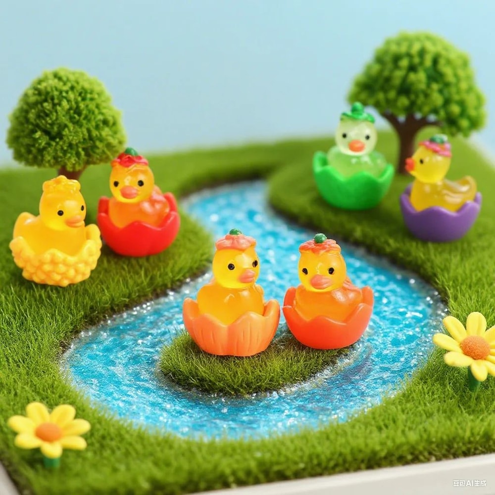 GlowintheDark Mini Duck Garden Decor Luminous Resin Animal Figurines For Fairy Gardens Potted Pla 3