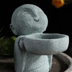 little monk candle holder – retro resin candle stand for home decor
