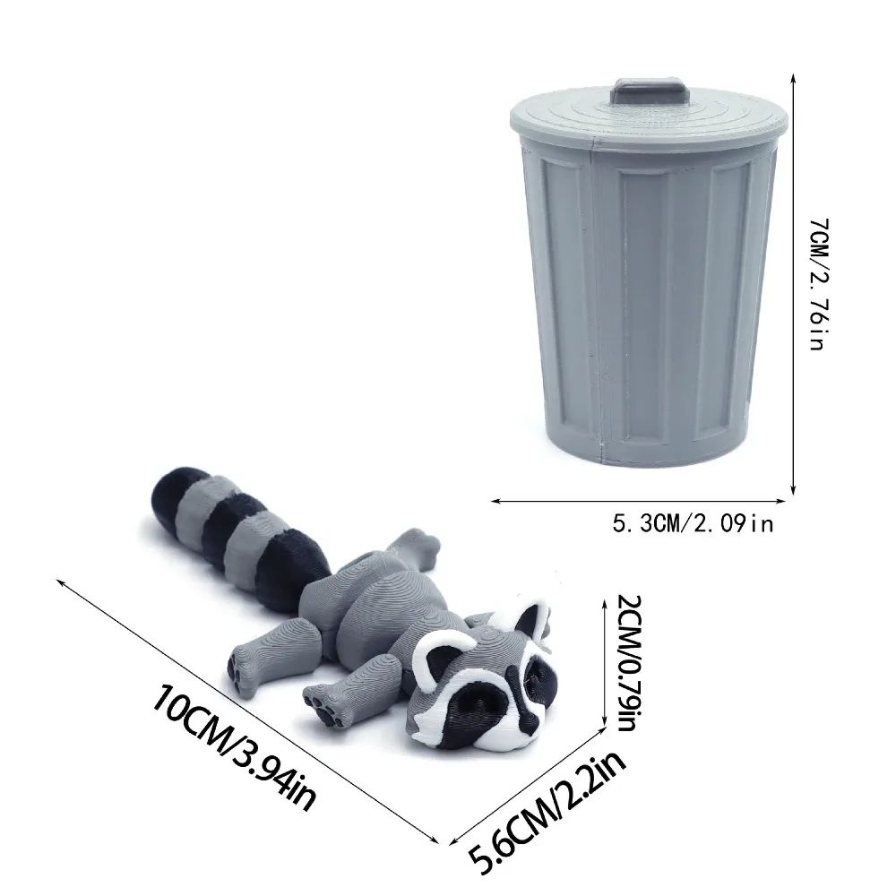 3D Printed Articulated Raccoon Toy Movable Fidget Desk Decor 3