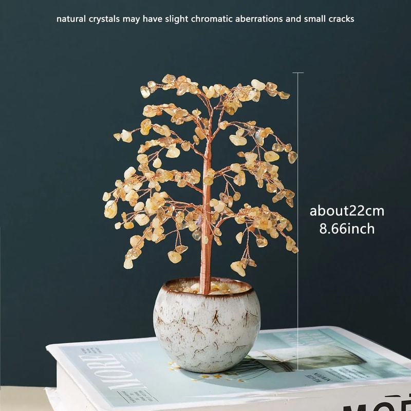 Natural Citrine Crystal Money Tree Feng Shui Energy Decor With Copper Wire Base 1