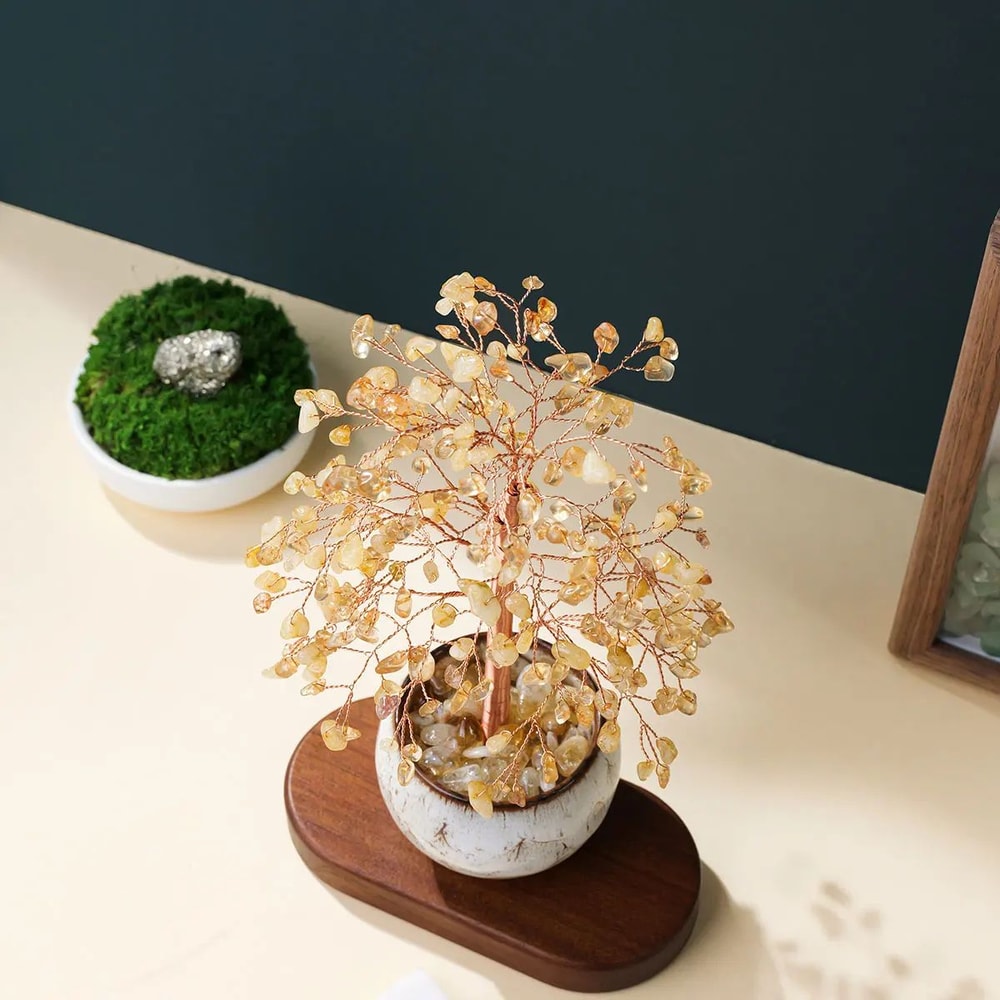 Natural Citrine Crystal Money Tree Feng Shui Energy Decor With Copper Wire Base 4