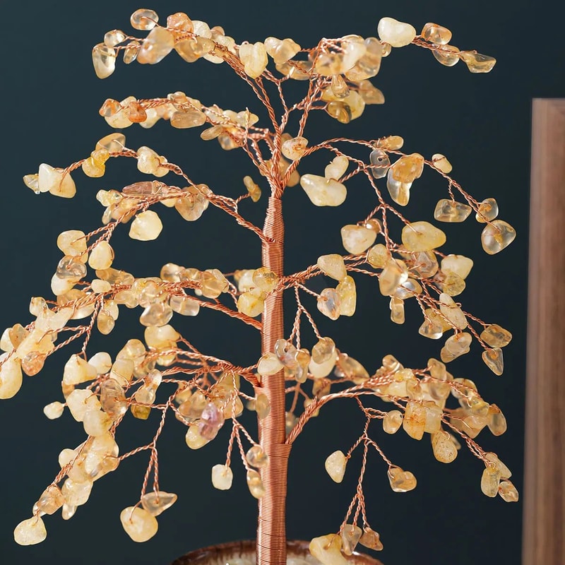 Natural Citrine Crystal Money Tree Feng Shui Energy Decor With Copper Wire Base 5