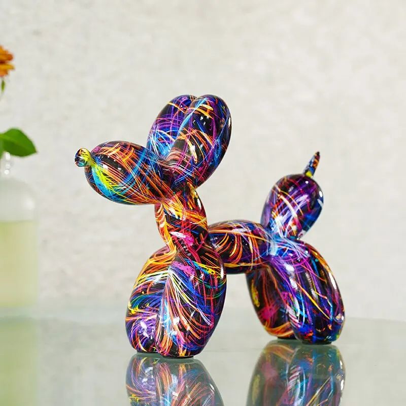 Graffiti Balloon Dog Resin Statue Colorful Modern Art Home Decor 3
