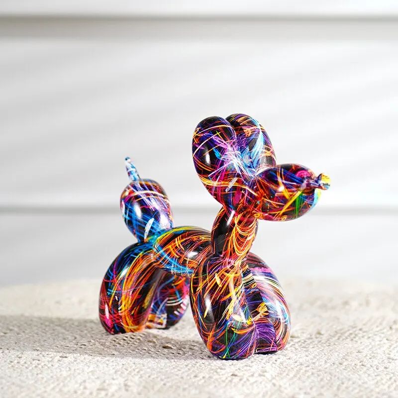 Graffiti Balloon Dog Resin Statue Colorful Modern Art Home Decor 4