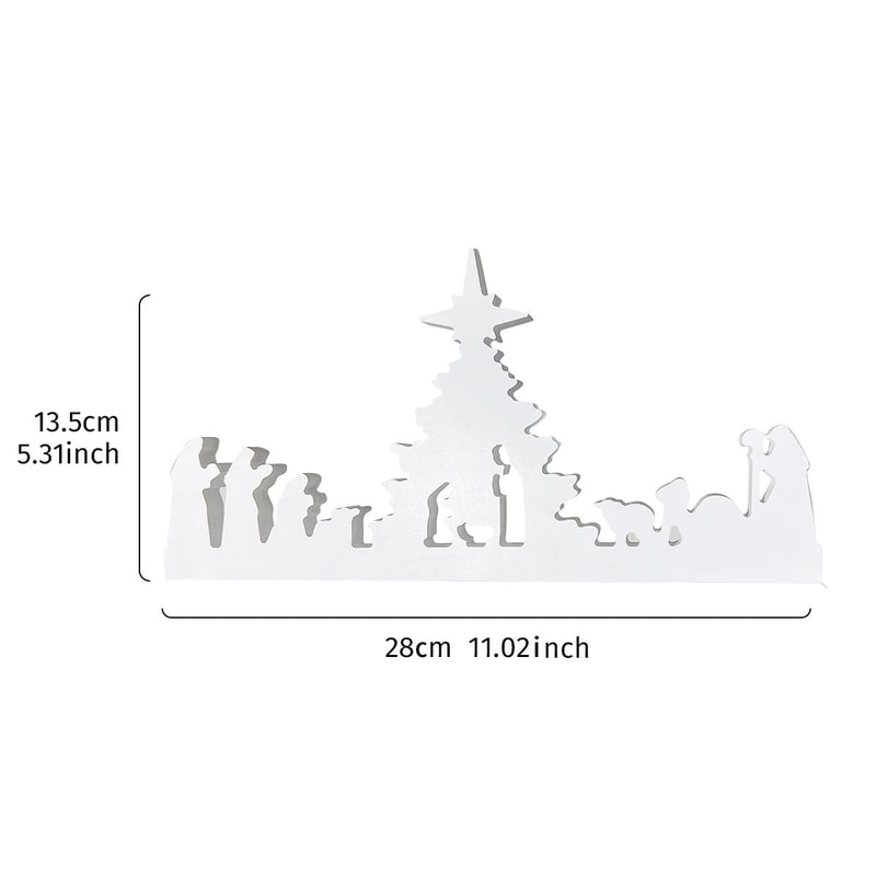 White Nativity Silhouette Christmas Decor Minimalist Snowflake Desktop Display 6