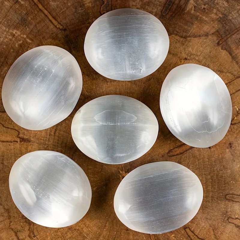 Natural Selenite Palm Stone Polished Crystal For Meditation Home Decor 5